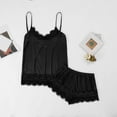thumbnail image 6 of Women's Pajama Sets Sexy Silk Satin Camisole V Neck Top And Shorts Lounge Sets Sleepwear Black L, 6 of 9