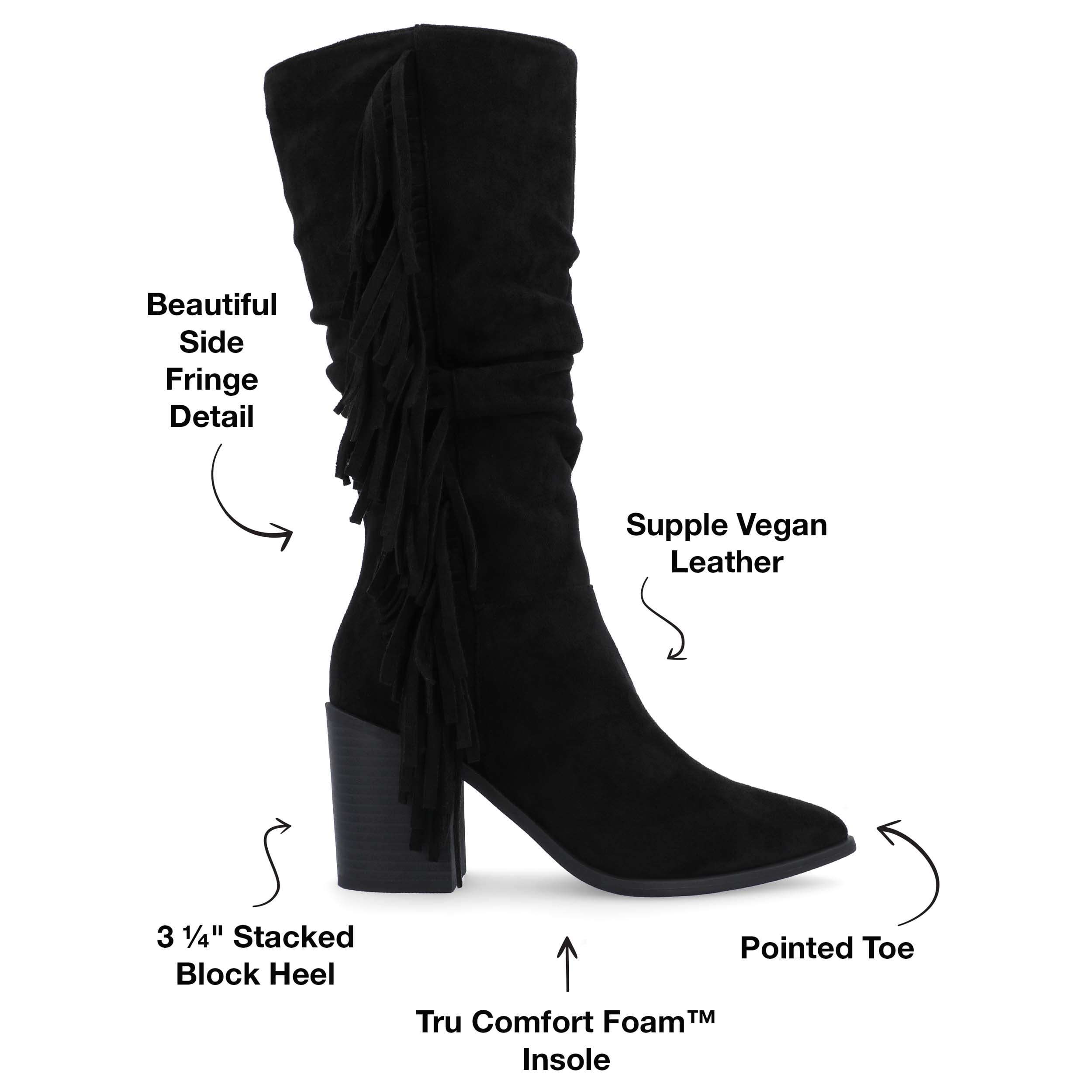 Journee Womens Hartly Wide Calf Western Mid Calf Boots
