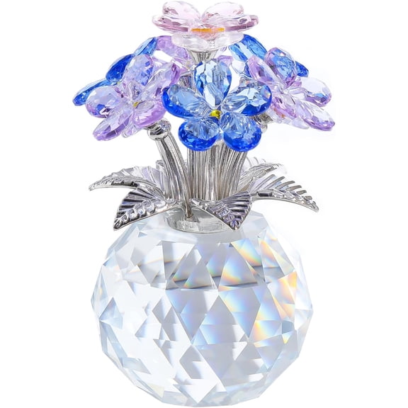 ABCISI Crystal Forget-Me-Not Flowers Bouquet Figurine,Delicate Collectible Ornament for Home Office Tabletop Centerpieces,Meaningful Remembrance Presents for Mom Friends Birthday Anniversary,Colorful