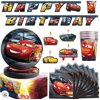 Disney Cars 3 Birthday Party Supplies Pack For 16 With Cars Plates, Cups, Napkins, Tablecover, Birthday Candles, Birthday Banner and an Exclusive Pin