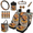Highland Cow Pattern, variant on Chririnla Woodland Camo Pattern Car Seat Protector Kit, with Car Front and Back Seat Cover Car Seat Belt Pads Cover Water Cup Pad Car Organizer Bag Car Rear View Mirror Cover