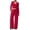 Red, variant on CHUMUD Women's Three Piece Set Long Sleeve V-Neck Top Side Tie Wide Leg Pants Halter Tank Tops Yoga Suit Outdoor Jogging Suit