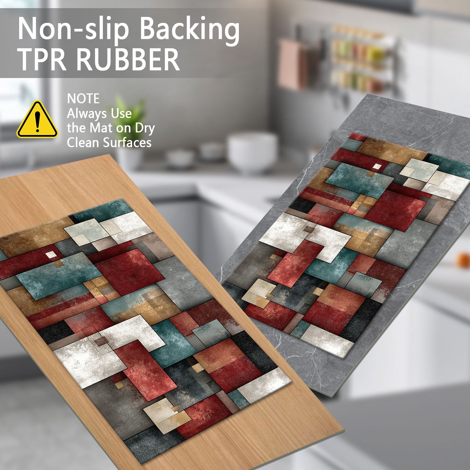 3 Piece Kitchen Rug Set, Abstract Pattern Kitchen Hallway Rug, Soft And Comfortable, Suitable For Sinks, Floors, Entrances, Hallways And Bathrooms