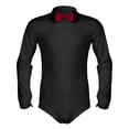 thumbnail image 6 of Aiihoo Men's Modern Latin Dance Bowtie Shirt Top One Piece Long Sleeve Zip Up Bodysuit Romper Dancewear Black XL, 6 of 7