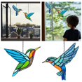 thumbnail image 2 of Hummingbird Stained Glass Window Hanging Bird Stained Glass Light Trap Hummingbird Gift For Mother Bird Lover (green), 2 of 9