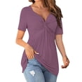 thumbnail image 4 of Women Summer Tops Womens Front Knotted V Neck Blouse T Shirt Short Sleeve Oversized Tunic Tops Summer Solid Pullover Tees Pocket Patch Scrub T Shirt Fancy Shirts Women Button up Long Sleeve Red M, 4 of 9