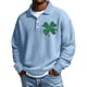 thumbnail image 1 of Ceisia Men's St. Patrick's Day Shamrock Print Waffle Knit Polo Sweater | Loose Drop-Shoulder Long Sleeve Pullover Gifts, 1 of 3