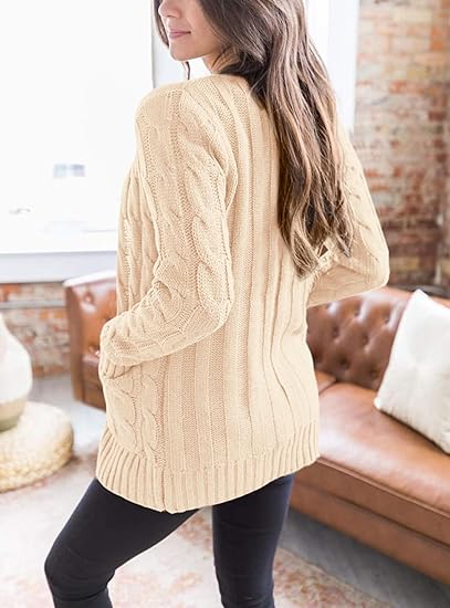 Prettygarden Women's Open Front Cable Knit Cardigan photo 5