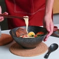 thumbnail image 6 of Ceramic Ramen Bowl Set of 2, 40oz Japanese Noodle Bowls with Spoons & Chopsticks Porcelain Large Soup Bowl for Pho, Udon, Retro Style Tableware Microwave & Dishwasher Safe,Black Crystal, 6 of 17