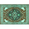 thumbnail image 1 of Ahgly Company Machine Washable Indoor Rectangle Persian Turquoise Blue Traditional Area Rugs, 3' x 5', 1 of 4