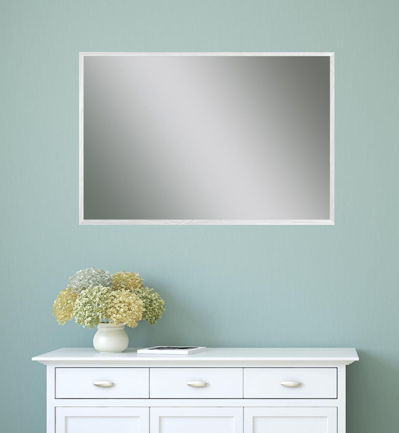 Hometrends miroir encadré mural Adler, finition grain blanc,  Miroir décoratif, 18pox22po
