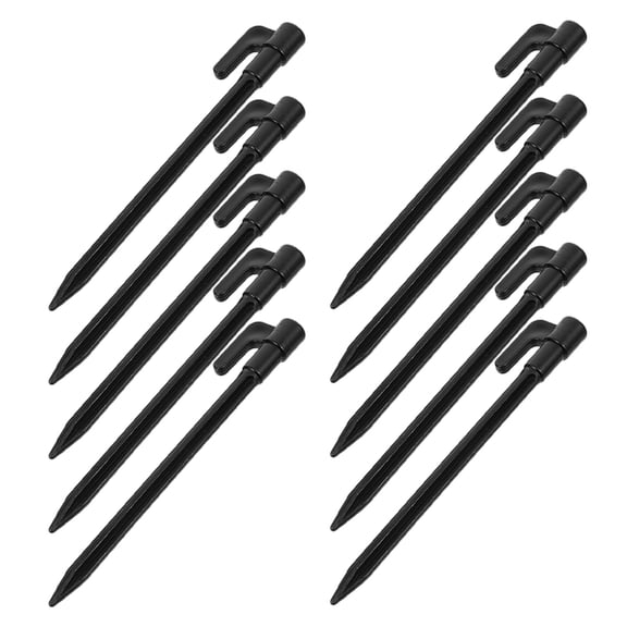 TITINICE 10-Pack Windproof Black Plastic Tent Pegs Stakes for Camping, Beach, Garden, and Outdoor Use