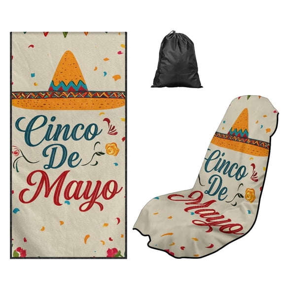 FOR U DESIGNS Cinco De Mayo Floral Print Car Towel Seat Covers with Absorbent Microfiber, Washable Universal Car Seat Protector Multi Purpose Towel for Gym Outdoor Sport, Picnic, Beach