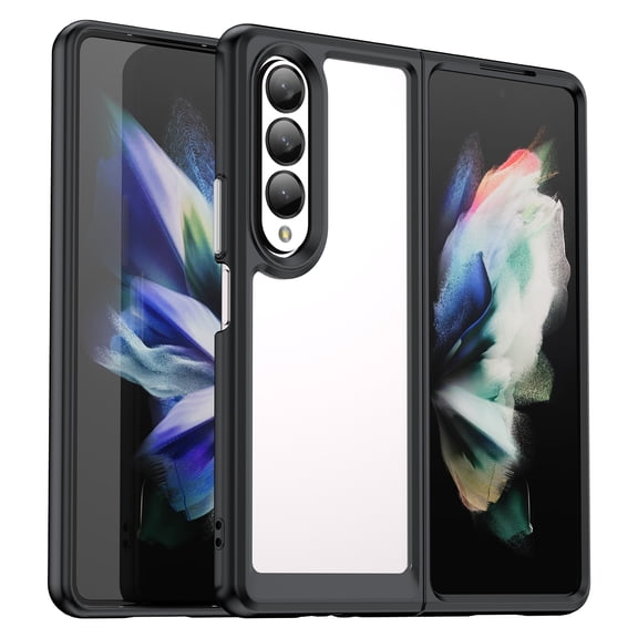 TECH CIRCLE For Galaxy Z Fold 4 Case,[Non-Yellowing][Supports Wireless Charging] Slim Thin Shockproof Transparent Bumper Cover Full Body Protective Clear Case for Samsung Galaxy Z Fold 4 5G 7.6",Black