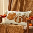 thumbnail image 4 of Autumn Pumpkin Embroidery Flock Pillow Cover – 11.8"x19.7" Hidden Zipper Cushion Case for Sofa & Holiday Decor, 4 of 6
