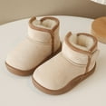 thumbnail image 2 of Tisuna Toddler Girls Snow Boots Solid Color Anti Slip Pull On Ankle Booties Thermal Warm Winter Kids Short Boots Beige Size 15-18 Months, 2 of 7
