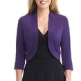 thumbnail image 3 of DuoJiaJ Women's Summer Cardigan 3/4 Sleeve Cropped Cardigan Jacket Cardigan Bolero Womens Lightweight Winter Coat Purple L, 3 of 3
