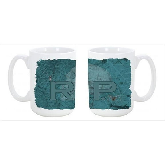 RIP Rest in Peace with spider web Halloween Dishwasher Safe Microwavable Ceramic Coffee Mug 15 oz.