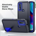 thumbnail image 4 of SaniMore for Motorola Moto G Play (2023) 6.5" Hybird Case, Rugged PC Back Shockproof TPU Shell Metal Hidden Kickstand Drop Resistant Anti-slip Heavy Duty Protective Cover, Darkblue+Royalblue, 4 of 9