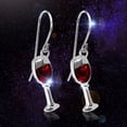 thumbnail image 3 of Copa de vino tinto hecha a mano única y única, pendientes colgantes, 3 of 3