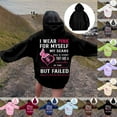 thumbnail image 4 of Cancer Awareness Ladies Long Sleeve Letter Print Hooded Pullover Sweatshirt for Everyday Comfort Support, 4 of 8