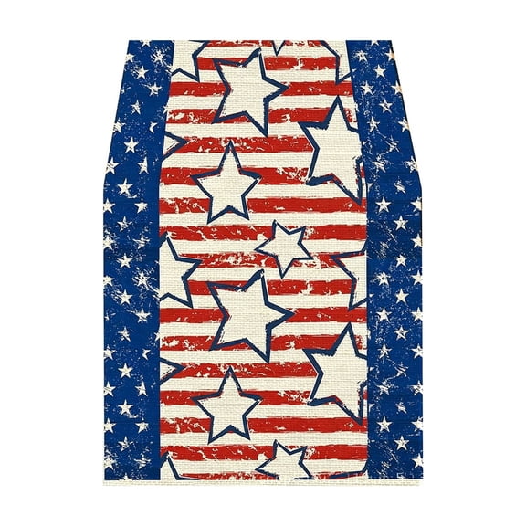4th Of July Patriotic Tablecloth and Table Runner Set Linen Independence Day Table Decorations for Dining Room Home Decor Party 72.05 x 12.99 Inches
