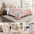 thumbnail image 6 of King Quilt Set 96''x106'', Red Orange Grey Coral Coastal Lightweight Bedspread Coverlet with 2 Pillow Shams, Summer Beach Seaside Nautical Breathable All Season Quilt Bedding for Bedroom/Guest Room, 6 of 9