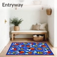 thumbnail image 3 of ODIKA 2'x3' Machine Washable Non-Slip Area Rug, Friendly Insects Parade with Interlocking Honeycomb Motif High Traffic Rug with Pad, Blue, 720244, 3 of 8