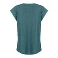 thumbnail image 5 of Femmes Tops Mode Solide Couleur Cap Manches V Cou Décontracté en Vrac Manches Courtes T-Shirt Top Armée Vert L, 5 of 5