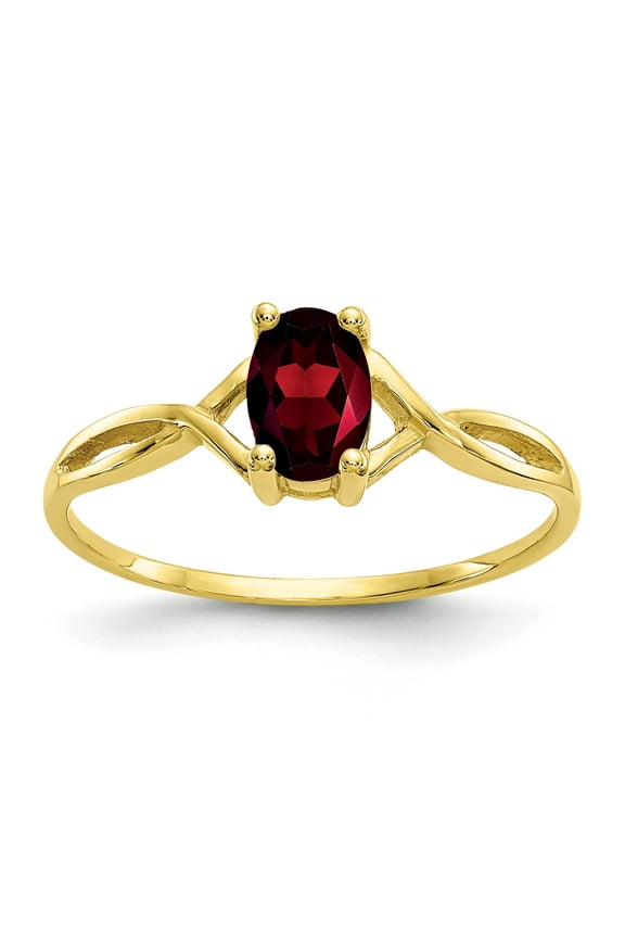 10 Karat Yellow Gold Genuine Garnet Birthstone Ring