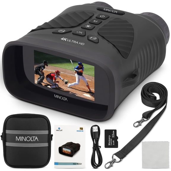 Minolta 10x25 Digital Night Vision Monocular | Built-in 4K HD Video Camera, Infrared IR Viewing (Black)