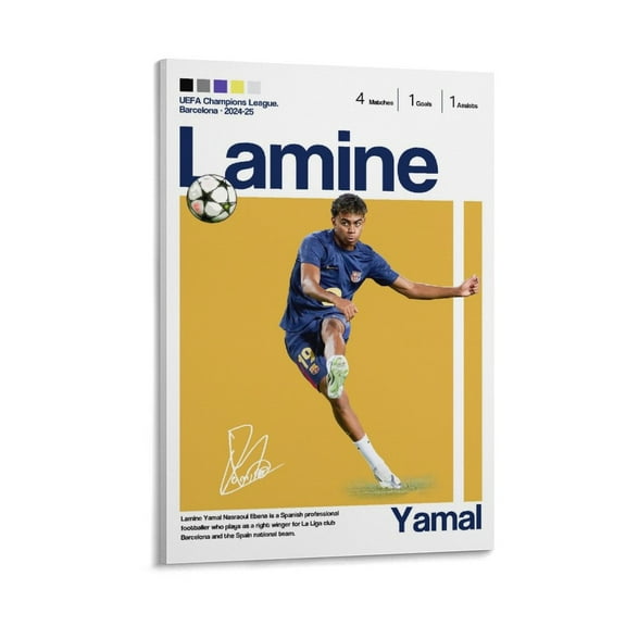 Lamine Yamal Soccer Canvas Poster Wall Art Football Player Poster For Bedroom Kitchen Bathroom Living Room Office Decor