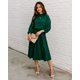 thumbnail image 1 of WildPinky 2023 new spring summer half sleeve women dress solid Half-high collar elastic waist belt causal midi dress vestidosL Gao Jinjia LED, 1 of 2
