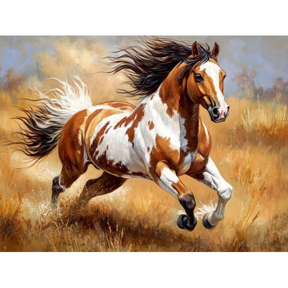 DIY Horse Diamond Painting 12x16 Inch, Full Round Drill Kits Mosaic Art for Adults Relax & Home Wall Decor Festival Gift 488