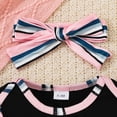 thumbnail image 5 of kpoplk Newborn Baby Girl Summer Outfit Daddy Mama Girl Short Sleeve Romper Checkerboard Shorts/Pants/Skirts Headband 3Pcs Clothes Set(Black,9-12 M), 5 of 7