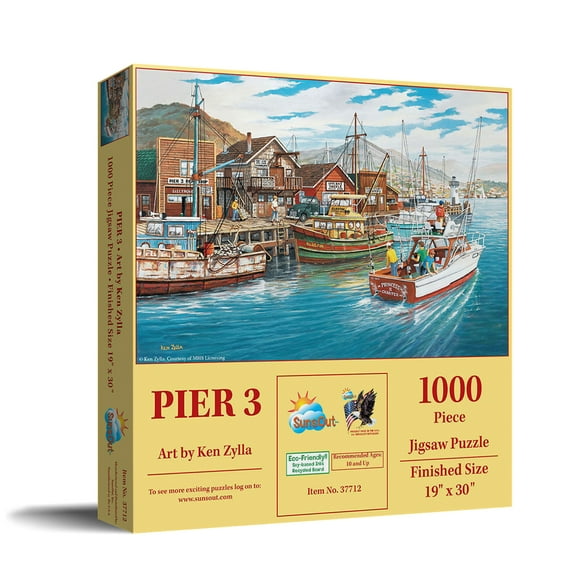 SUNSOUT INC - Pier 3 - 1000 pc Jigsaw Puzzle by Artist: Ken Zylla - Finished Size 19" x 30" Boat - MPN# 37712