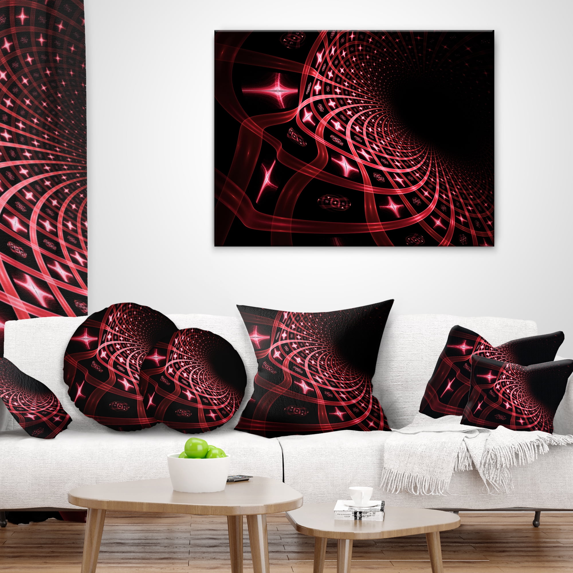 Designart Fractal Purple Dense Stripes - Contemporary Throw Pillow - 12x20