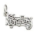 thumbnail image 1 of Sterling Silver 20" Unisex 1.5mm Box Chain Treble Clef Music Notes On Music Staff Stave Pendant Necklace, 1 of 2