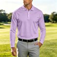 thumbnail image 2 of Hearthz Polo Shirts for Men 3 Button Placket Lapel Collar Mens Long Sleeve Tee Shirts Business Casual Mens Golf Polo Shirts Work Shirt Light Purple L, 2 of 7