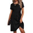 thumbnail image 3 of Ekouaer Women's Maternity Dress Short Sleeve Casual Pregnancy Dresses Rib Knit Crewneck Pregnant Clothes with Belt, 3 of 5