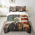 thumbnail image 2 of American Flag Full Size Comforter Set 7 Pcs,Eagle Bird Bed in a Bag Bedroom,Firework Wildlife Wild Animals Sheet Set,Red Blue Striped Stars Down Comforter Soft Warm, 2 of 5
