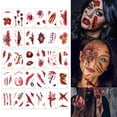 thumbnail image 2 of Halloween Tattoo Sticker Set, Realistic Fake Wound Scar Bloody Decal, Horror Makeup Face Patch Transfer for Cosplay Party Festival Dress-Up, 2 of 3