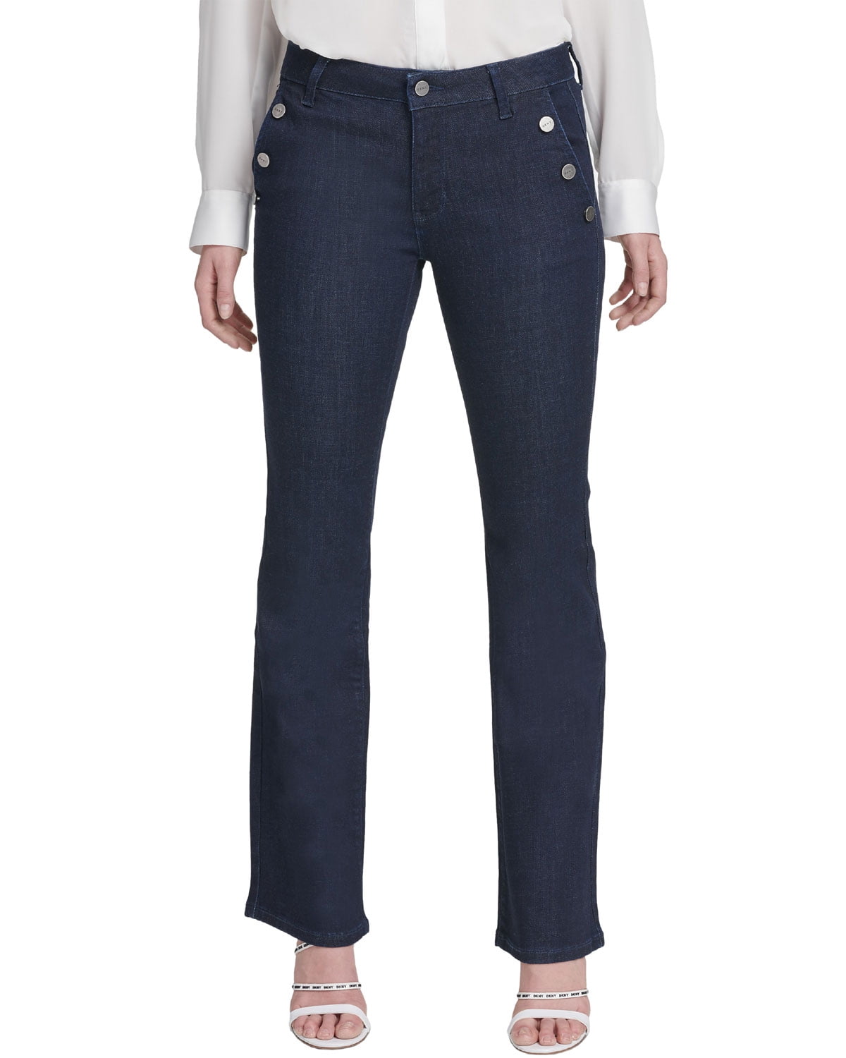 wide leg denim trousers