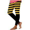 thumbnail image 5 of DDAPJ pyju Bee Day Leggings for Women Casual Striped Tights Tummy Control High Waisted Yoga Pants Buttery Soft Casual Milk Silk Legging Yellow#4 XXL, 5 of 5