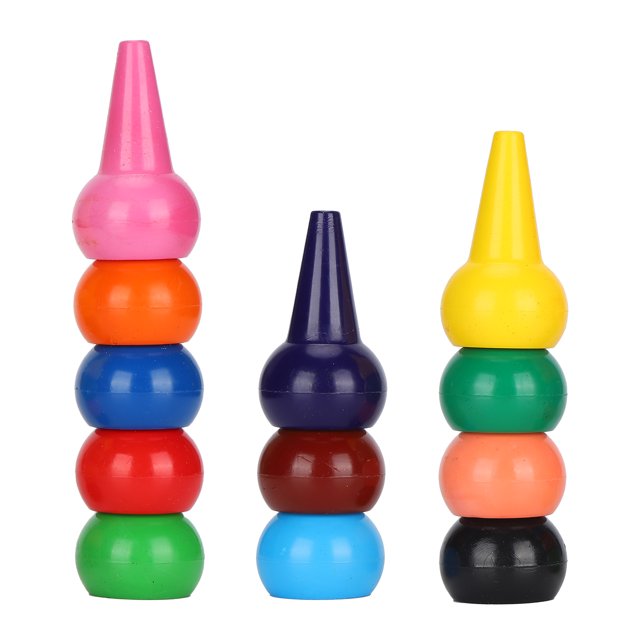 ESTINK 12 Colors Finger Crayons Kit,Paint Crayons,Finger Paint Crayons Paraffin 12 Colors 3D Palm‑Grip Non‑Toxic Stackable Sticks For Children