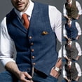 thumbnail image 2 of Plaid Mens Waistcoat Lapel Vintage Vest Slim Business Formal Suit Vest, 2 of 9