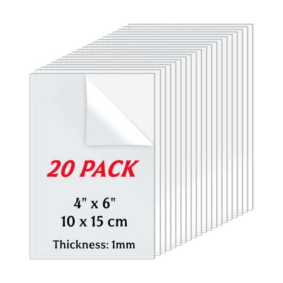 20 Pack Acrylic Sheets 4x6 inch - 0.043" Thick Clear Extruded Plexiglass Sheets for Crafts, Picture Frame, Projects Display & DIY