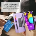 thumbnail image 6 of ELEHOLD for Samsung Galaxy A15 Flip Case, Wallet Zipper Magnetic Buckle Kickstand Wrist Strap Multifunctional Card Slots Wallet Business Case with Crossbody and Wrist Strap,Purple, 6 of 8