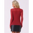 thumbnail image 3 of DARING DIVA Women's Mesh Glitter Round Neck Long Sleeve Sparkly Top M Red, 3 of 5