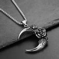 thumbnail image 5 of K-KED Mens Retro Moon Petal Pendant for 24" Stainless Steel Link Chain Necklace Womens, 5 of 6
